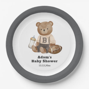 Bearly Wait Football Sport Boy Baby Shower Paper Plate