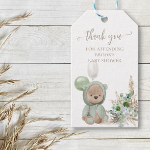 Bearly Wait Green Boho Bear Favour Gift Tags