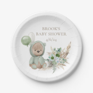 Bearly Wait Green Boho Bear Favour Paper Plate