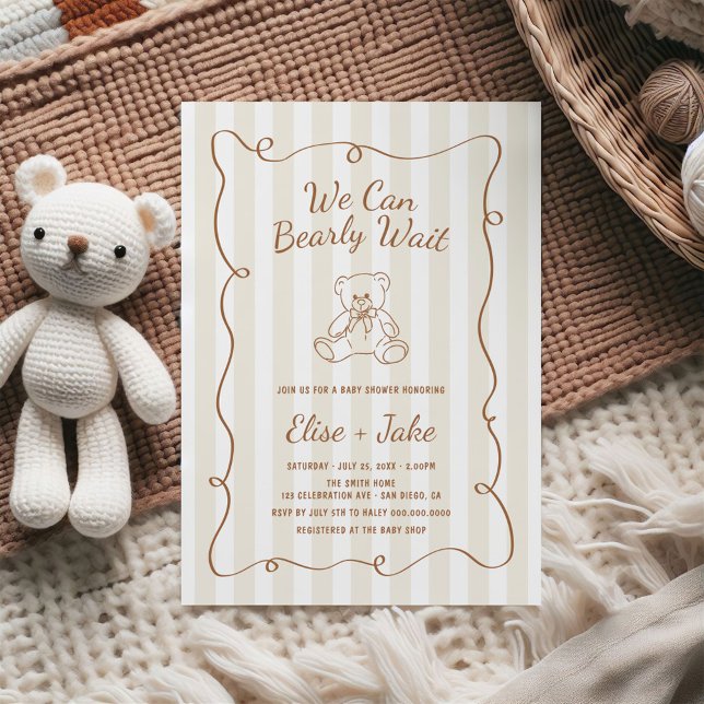Bearly Wait Hand Drawn Gender Neutral Baby Shower Invitation (Creator Uploaded)