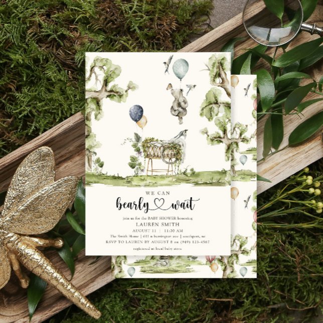 Bearly Wait Heart Watercolor Baby Shower Invitation (Creator Uploaded)