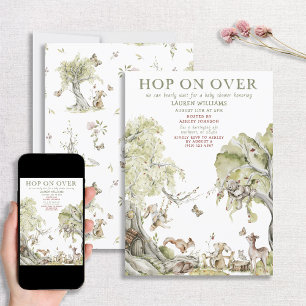 Bearly Wait Hop on Over Woodland Baby Shower Invitation
