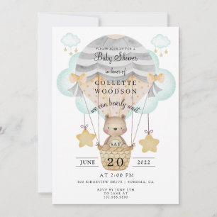 Bearly Wait Hot Air Balloon Baby Shower Invitation