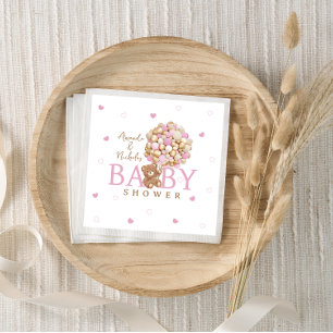Bearly Wait Minimal Pink Gold Bear Themed Napkin