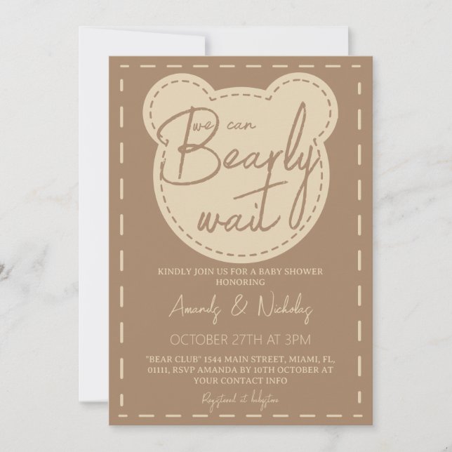 Bearly Wait Modern Cute Boy Girl Baby Shower Invitation (Front)