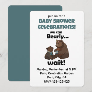 Bearly Wait Mother Bear and Cub Baby Shower Invitation