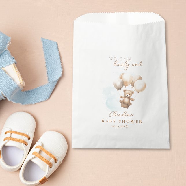 Bearly Wait Neutral Baby Shower Favour Bags (Bearly Wait Baby Shower Favor Bag)