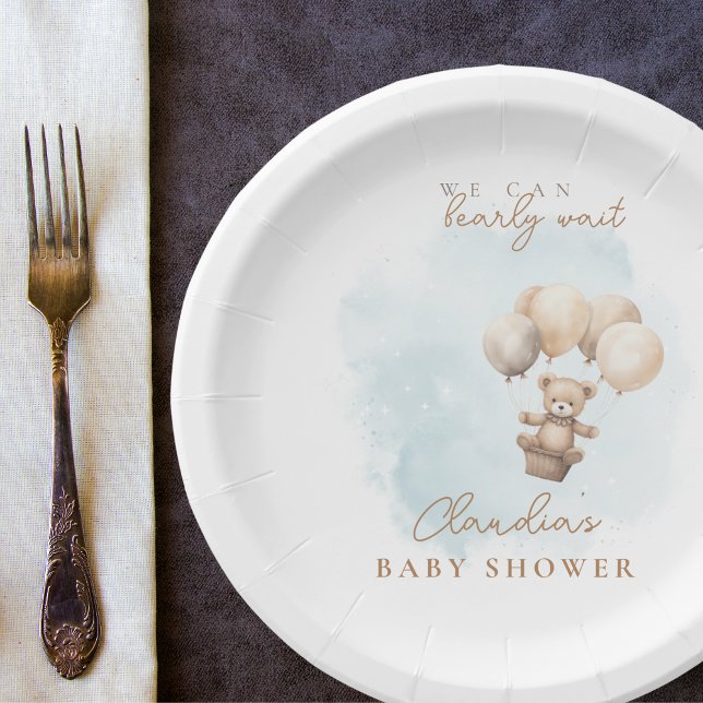 Bearly Wait Neutral Baby Shower Paper Plate (Bearly Wait Baby Shower Plate)