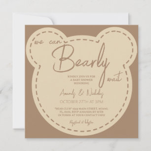 Bearly Wait Neutral Brown Baby Shower Invitation
