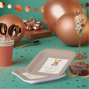 Bearly Wait Neutral Simple Baby Shower  Paper Plate