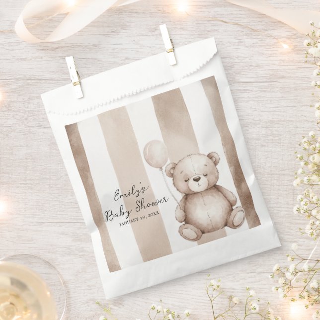 Bearly Wait Neutral Teddy Baby Shower Favour Bags (Clipped)