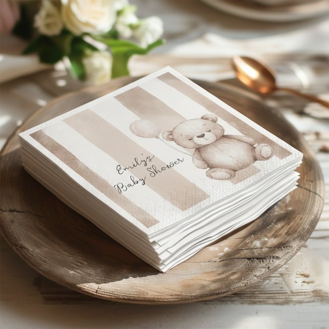 Bearly Wait Neutral Teddy Baby Shower Napkin (Creator Uploaded)