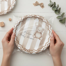 Bearly Wait Neutral Teddy Baby Shower Paper Plate