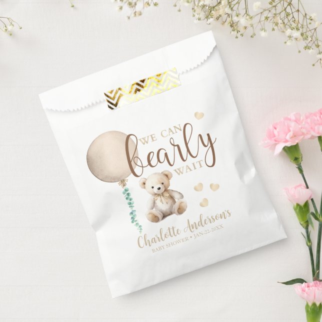 Bearly Wait Neutral Teddy Bear Baby Shower Favour  Favour Bags (Sealed)