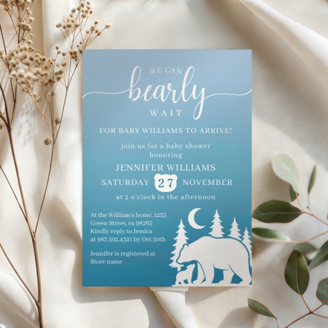 Bearly Wait Night Forest Baby Shower Invitation (Creator Uploaded)