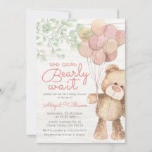 "Bearly Wait" Pink Bear Balloons, Girl Baby Shower