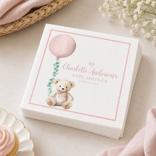 Bearly Wait Pink Teddy Bear Baby Shower Napkins