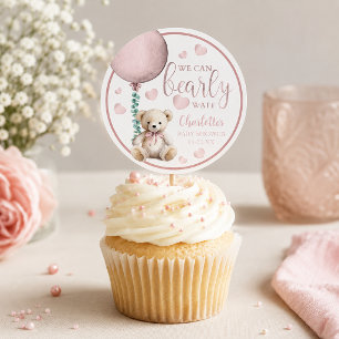 Bearly Wait Pink Teddy Bear Baby Shower Sticker