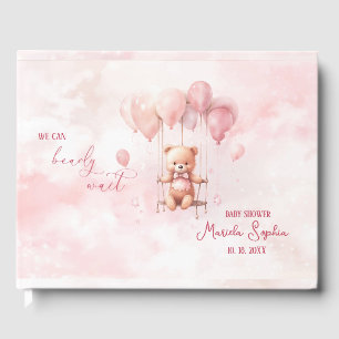 Bearly Wait Pink Watercolor Baby Shower Guest Book