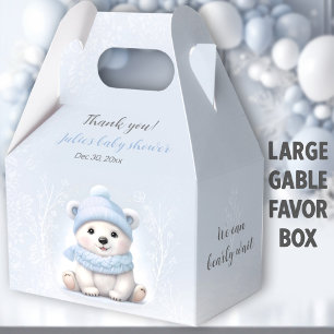 Bearly Wait Polar Bear Blue Baby Shower Large Favour Box