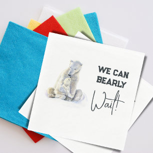 Bearly Wait Polar Bear Pink Girl Baby Shower Napkin