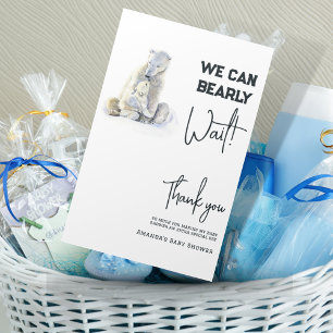 Bearly Wait Polar Bear Pink Girl Baby Shower Thank You Card