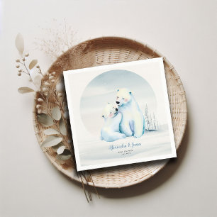 Bearly Wait Polar Mama Bear Cub Baby Boy Shower Napkin