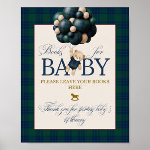 Bearly Wait Preppy Teddy Balloon Baby Shower Poster