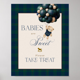 Bearly Wait Preppy Teddy Balloon Baby Shower Poster
