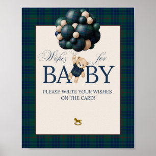 Bearly Wait Preppy Teddy Balloon Baby Shower Poster