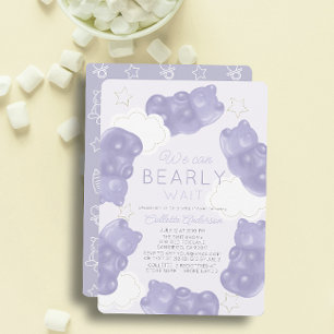 Bearly Wait Purple Gummy Bear Baby Shower Invitation