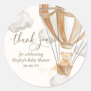 Bearly Wait Tan Teddy Bear Thank You Baby Shower Classic Round Sticker