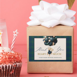 Bearly Wait Teddy Balloon Baby Shower books Rectangular Sticker