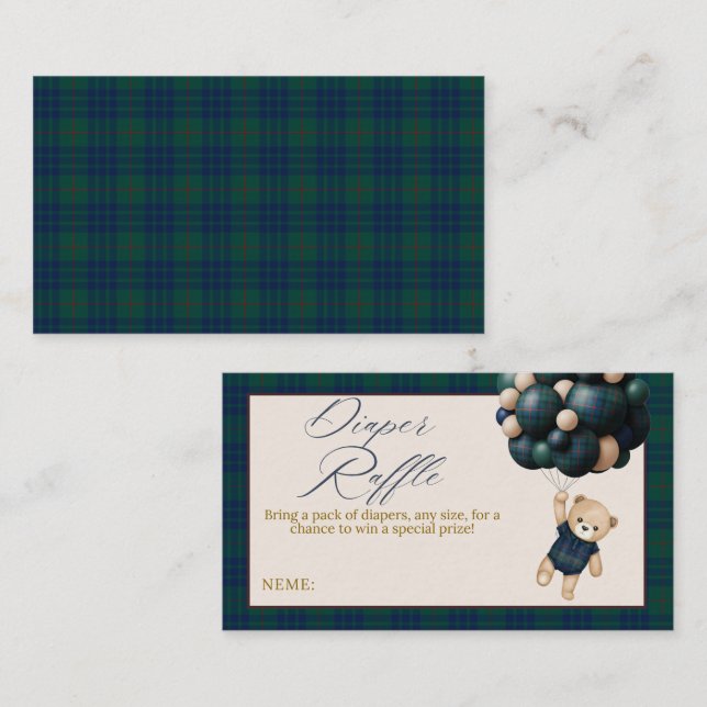 Bearly Wait Teddy Balloon Baby Shower diaper Enclosure Card (Front/Back)