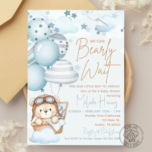 Bearly Wait Teddy Bear Baby Shower Invitation