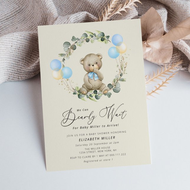 bearly wait teddy bear baby shower invitation (Creator Uploaded)