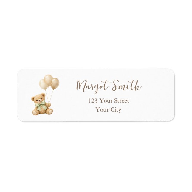 Bearly Wait Teddy Bear Baby Shower Return Address (Front)