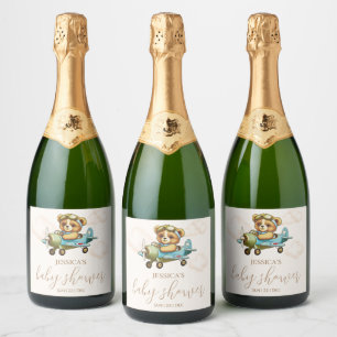 Bearly Wait! Teddy Bear Baby Shower Sparkling Sparkling Wine Label