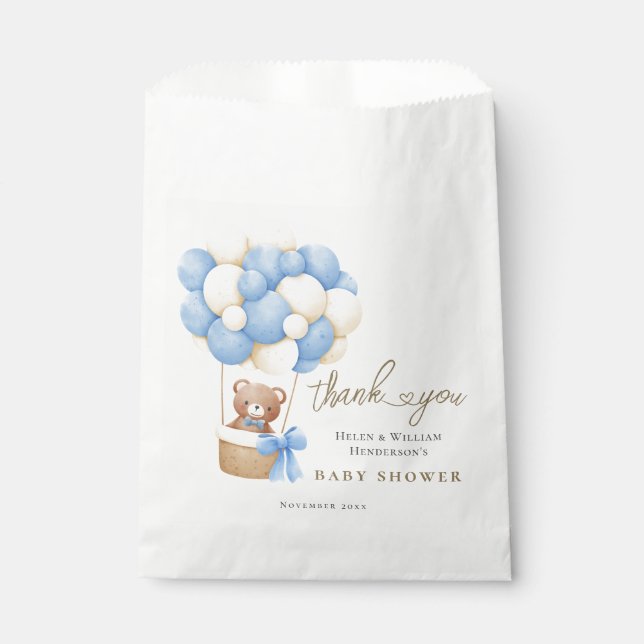Bearly Wait Teddy Bear Blue Balloons Favour Bags (Front)