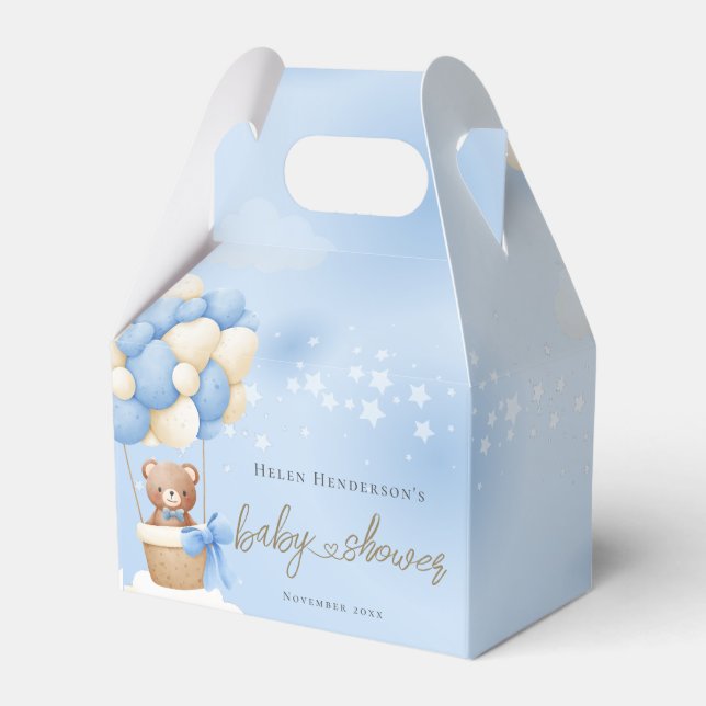 Bearly Wait Teddy Bear Blue Balloons Favour Box (Front Side)