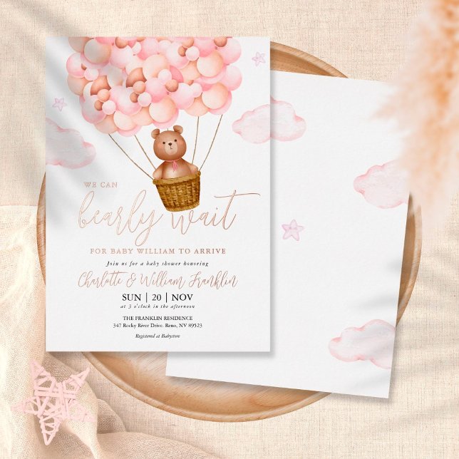 Bearly Wait Teddy Bear Girl Baby Shower Rose Gold (Creator Uploaded)