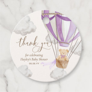 Bearly Wait Teddy Bear Lilac Thank You Baby Shower Favour Tags