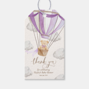 Bearly Wait Teddy Bear Lilac Thank You Baby Shower Gift Tags