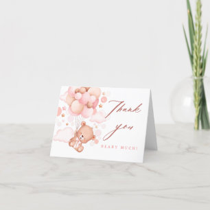 Bearly Wait Teddy Bear Pink Baby Shower  Thank You Card