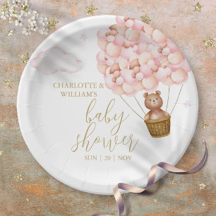 Bearly Wait Teddy Bear Pink Girl Baby Shower Paper Plate