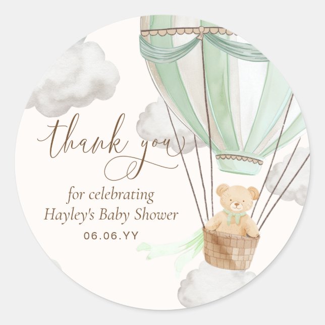 Bearly Wait Teddy Bear Thank You Baby Shower Classic Round Sticker (Front)