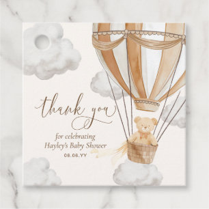 Bearly Wait Teddy Bear Thank You Tan Baby Shower Favour Tags