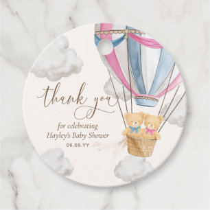 Bearly Wait Teddy Bear Thank You Twins Baby Shower Favour Tags