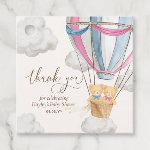 Bearly Wait Teddy Bear Thank You Twins Baby Shower Favour Tags