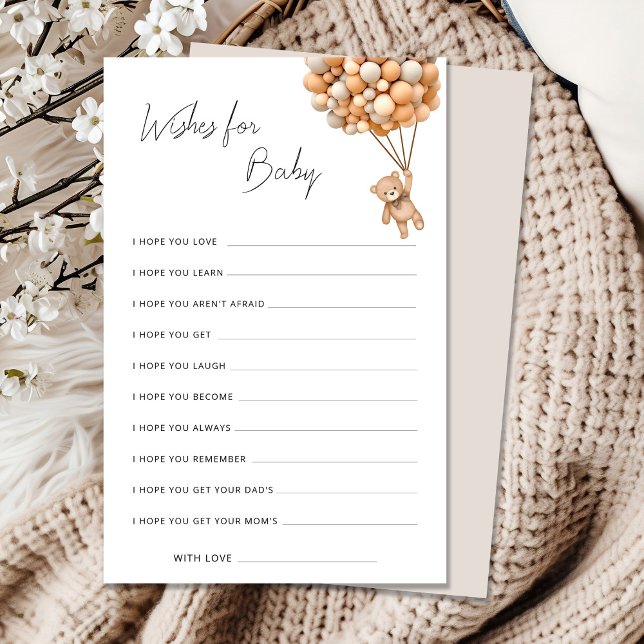 Bearly Wait Wishes For Baby Shower Advice Card (Creator Uploaded)